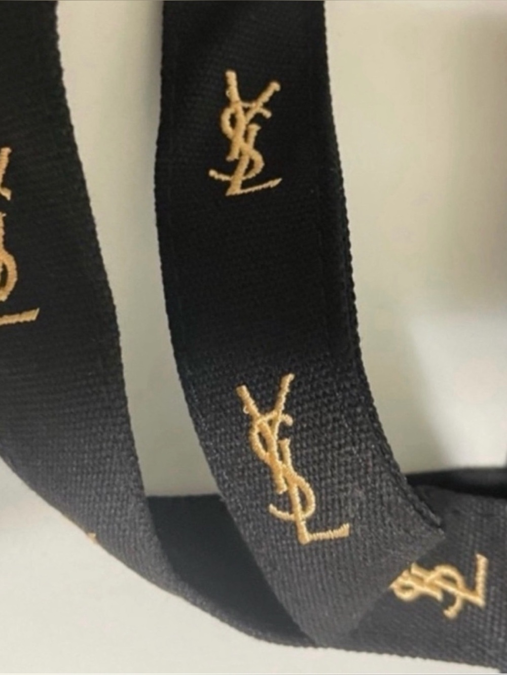 NEW YSL Yves Saint Laurent Tote Bag Black Gold Embroidery Logo - Picture 10 of 16